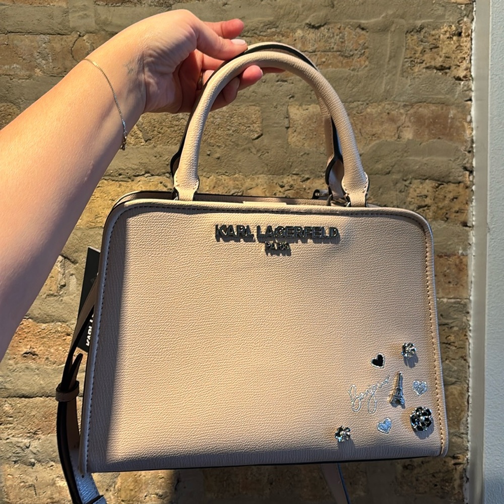 Karl Lagerfeld shell colored purse. NWT.